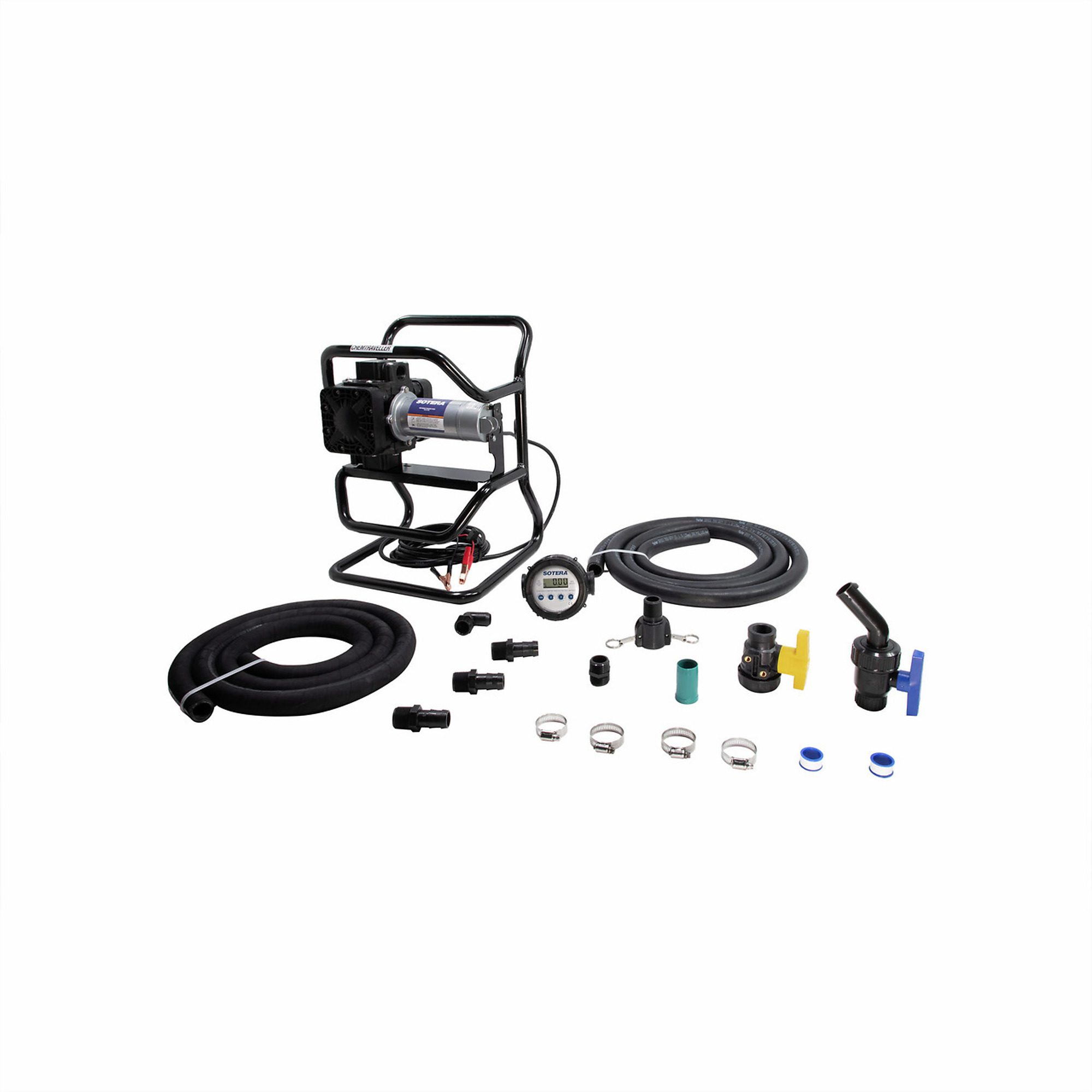 Sotera Systems Chemical Transfer Pump - 12V DC, 13 GPM, Santoprene Diaphragms, Manual Nozzle, Model# SS435B